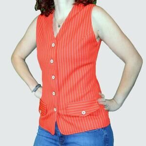 Vintage Red Stripe Vest or tank S 60s or 70s Douglas Marc
